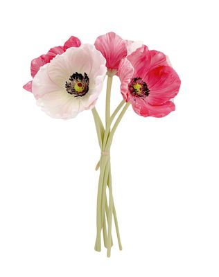 11&quot; Real Touch Poppy-6 Stems Per Bundle - Blush and Beauty Pink