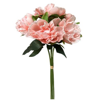 16&quot;-5-stem Bundled-Real Touch Peony Blossom - Soft Coral