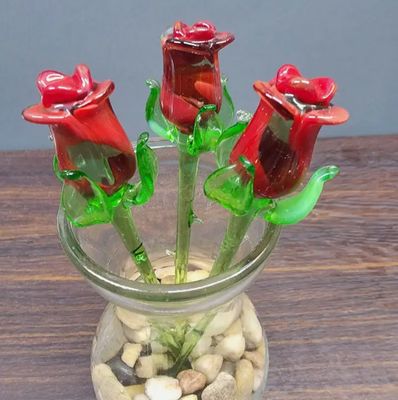 Red Glass Rose - Handmade Flower
