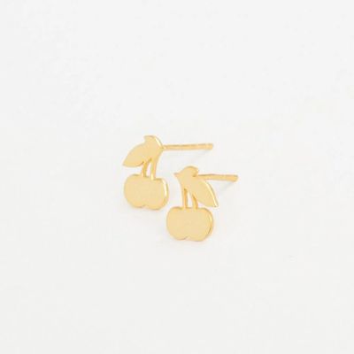 Alice Cherries Post Earrings 18k Gold