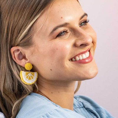 Josephine Lemon Raffia Drop Earrings Lemon