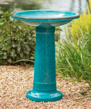 LIGHTWEIGHT GLAZED BIRDBATH
