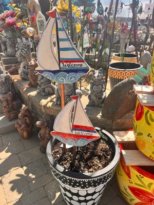 Welcome Sailboat Garden Stake