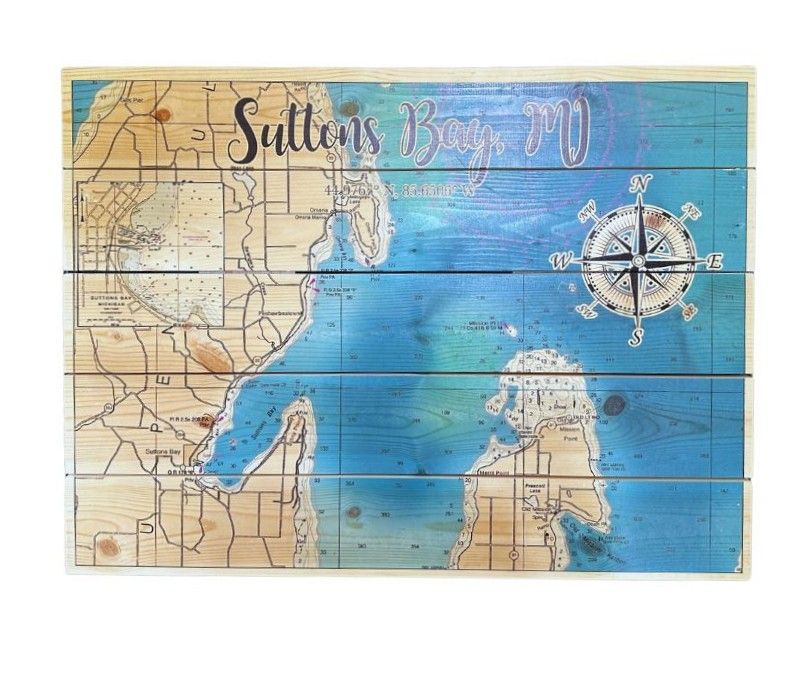 18x24 WOOD PALLET SUTTONS BAY MAP