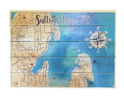 18x24 WOOD PALLET SUTTONS BAY MAP