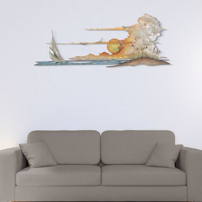 SANDY DUNES III WITH SAILBOAT METAL WALL ART