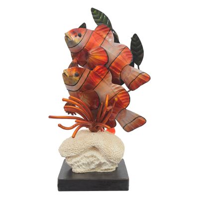 CW301 CLOWNFISH W/ ANEMONE SCULPTURE