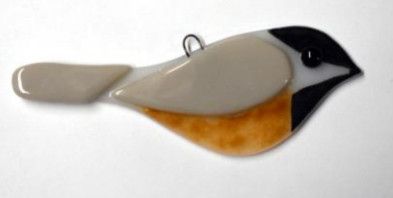 FUSED GLASS CHICKADEE SUNCATCHER (4.5 IN)
