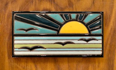 3&quot; X 6&quot; - HAND GLAZED RETRO OCEAN ART TILE