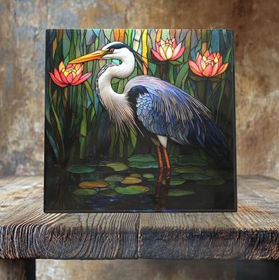 Great Blue Heron Porcelain Tile
