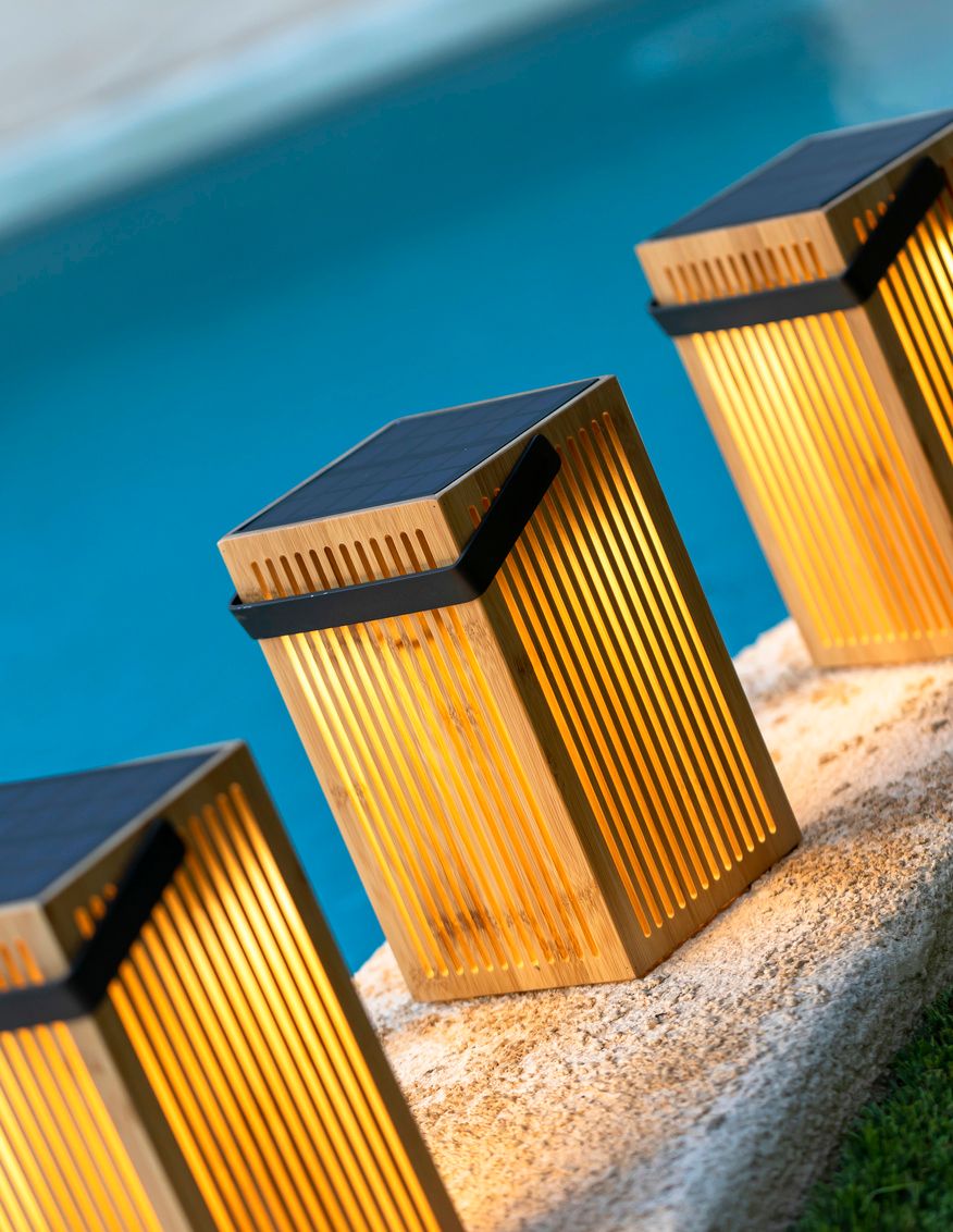 9&quot; Okinawa Outdoor Lantern Solar and Rechargeable LED Integrated