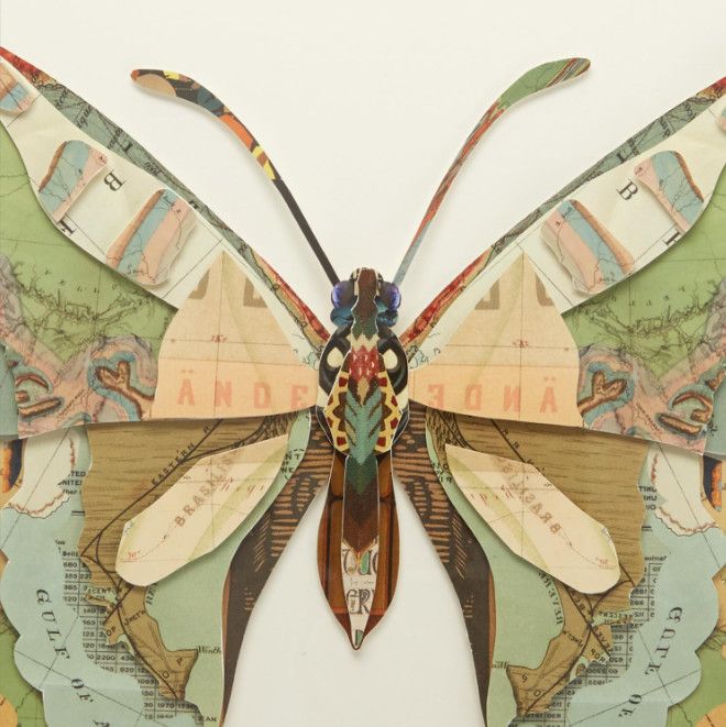 &quot;Terracotta Wings&quot; Butterfly Collage Wall Art