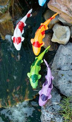 Garden Koi Fish on Stake Green