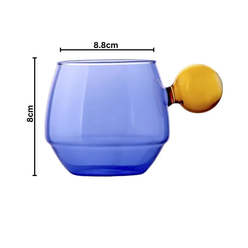 Contrasting Color Glass Coffee Tea Cup - Blue