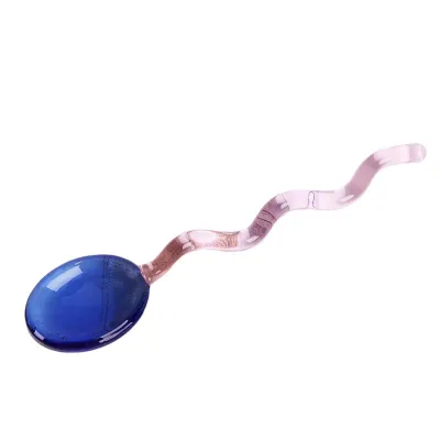 Creative Colored Glass Stirring Spoon - Blue Pink