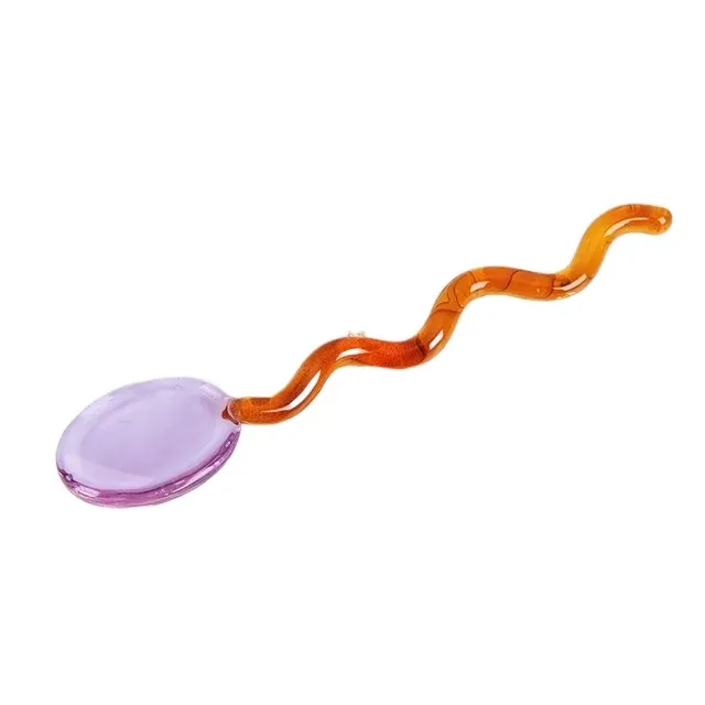 Creative Colored Glass Stirring Spoon - Purple Orange