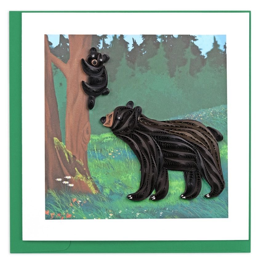 QUILLED GREETING CARD BLACK BEAR AND CUB