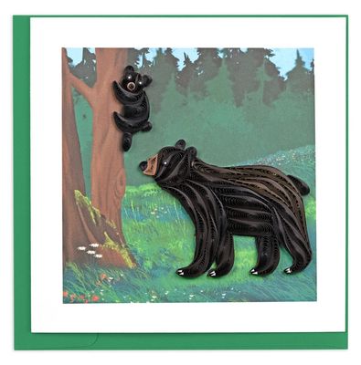 QUILLED GREETING CARD BLACK BEAR AND CUB