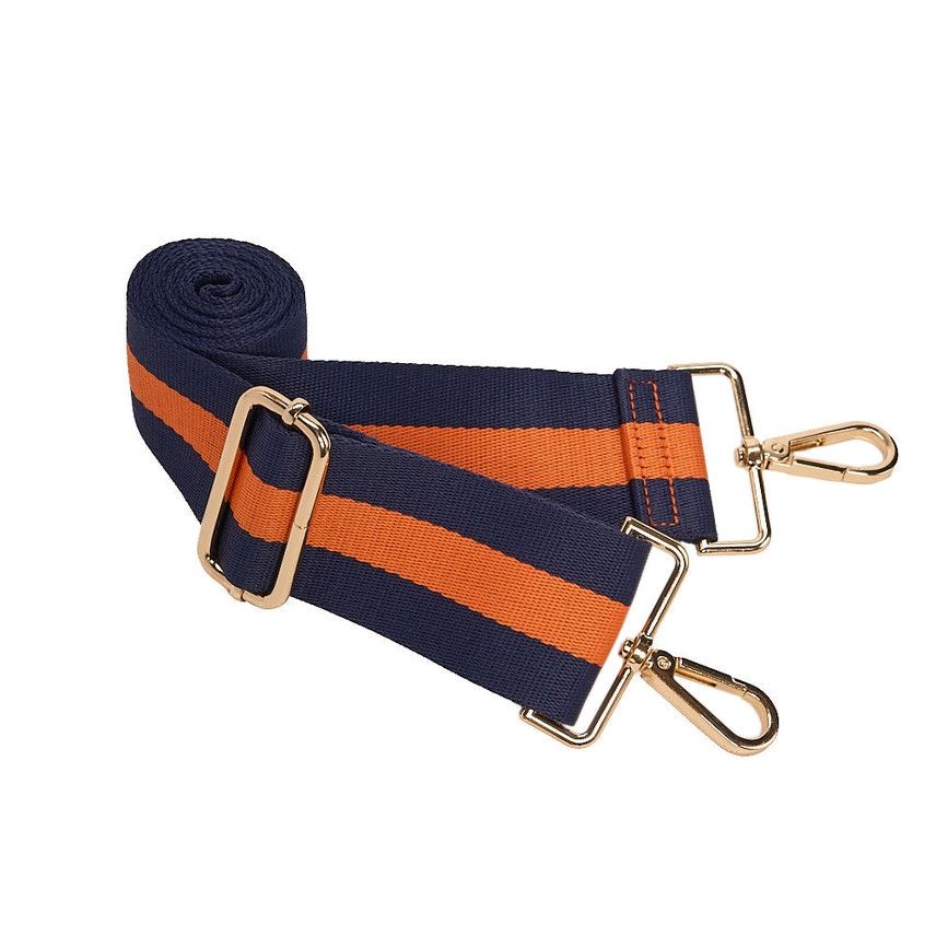 ORANGE AND NAVY STRIPED STRAP W/ GOLD HARDWARE