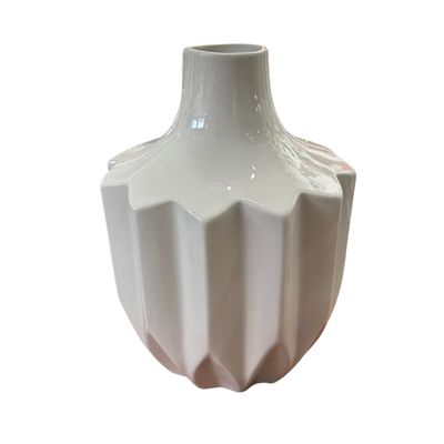 ABSTRACT 9&quot; WHITE VASE