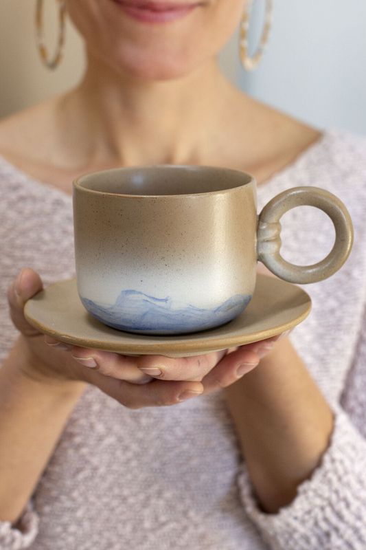 SMOOTH MUG W/ SAUCER - OMBRE