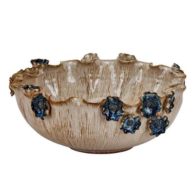 MEDIUM CERAMIC BOWL WITH FLOWERS