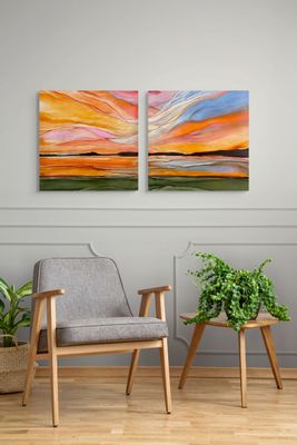 SHIFTING LIGHT I #2546 | 24"X24" | ALCOHOL INK ON ALUMINUM