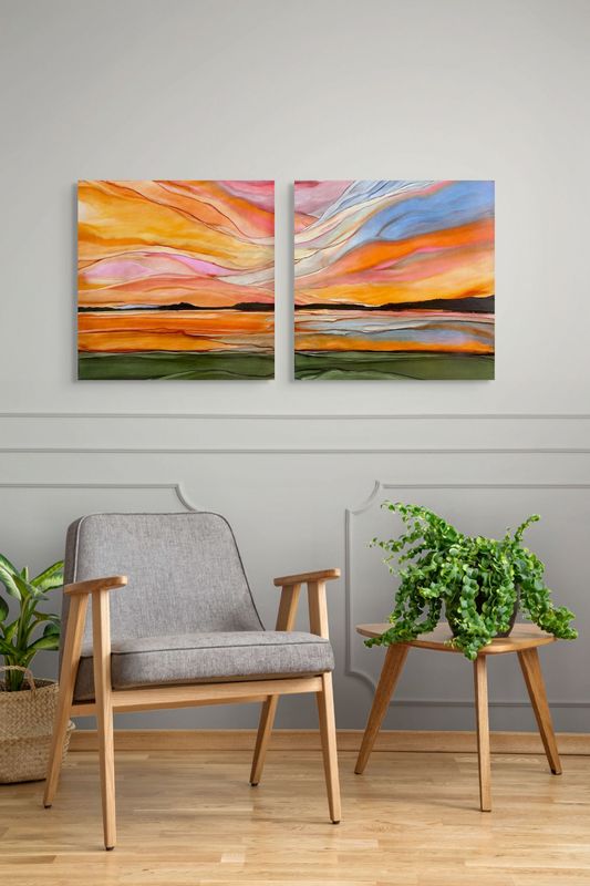 SHIFTING LIGHT II #2547 | 24&quot;X24&quot; | ALCOHOL INK ON ALUMINUM