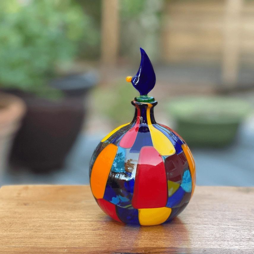 Pazzia Murano Glass Perfume Bottle - Large, Handblown Glass Art