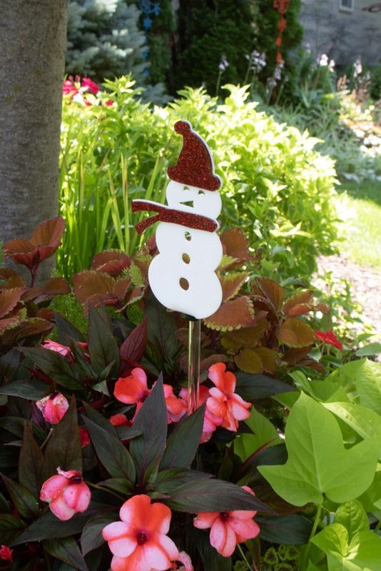 Glittery Snowman Acrylic Stake