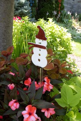 Glittery Snowman Acrylic Stake