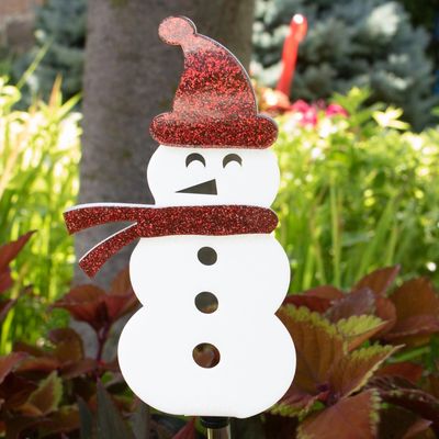 Glittery Snowman Acrylic Stake