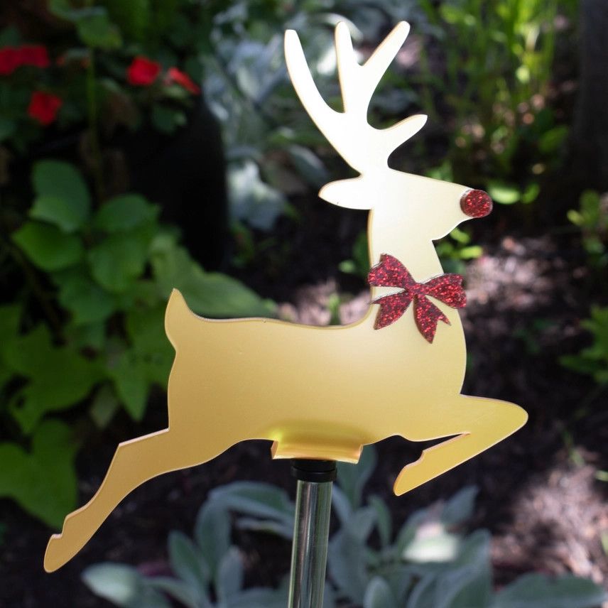 Golden Reindeer Stake Acrylic Stake