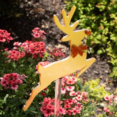 Golden Reindeer Stake Acrylic Stake