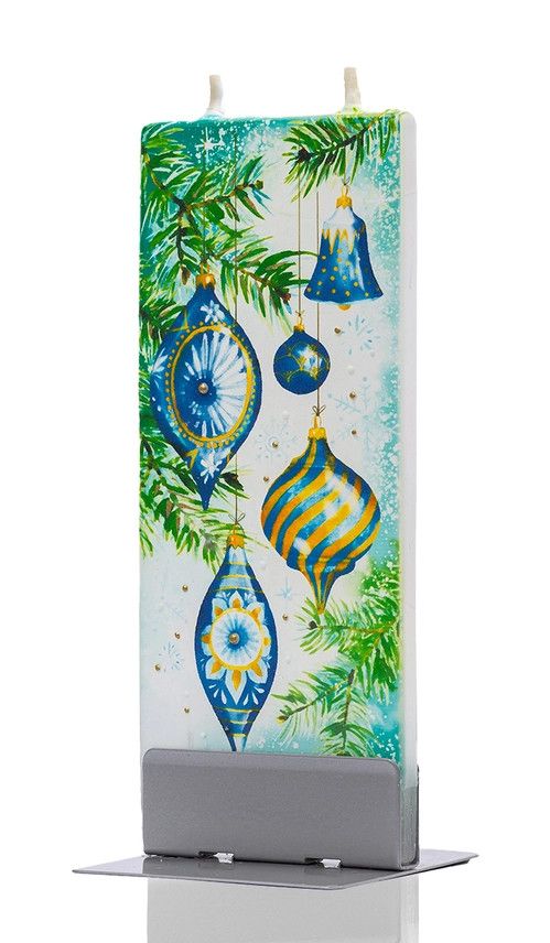 FLATYZ - HAND CRAFTED ARTIST CANDLE BLUE AND GOLD CHRISTMAS ORNAMENTS