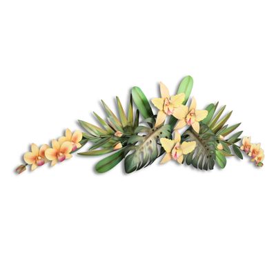 ORCHID SWAG SOFT ORANGE - METAL WALL SCULPTURE