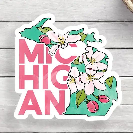 MICHIGAN Cherry Blossom Sticker