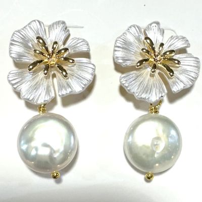 White Burst Coin Earring