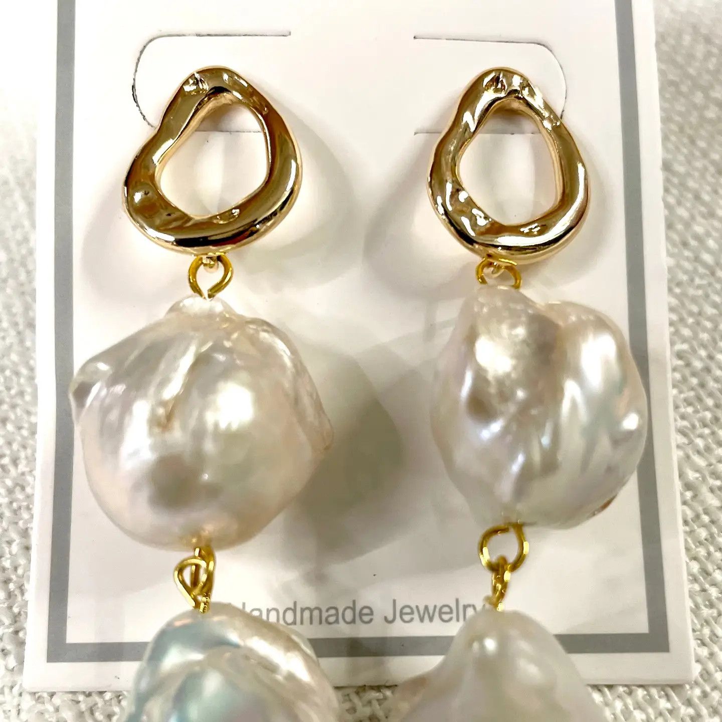 2 BAROQUE PEARL DANGLE EARRING - GOLD PLATED TEARDROP