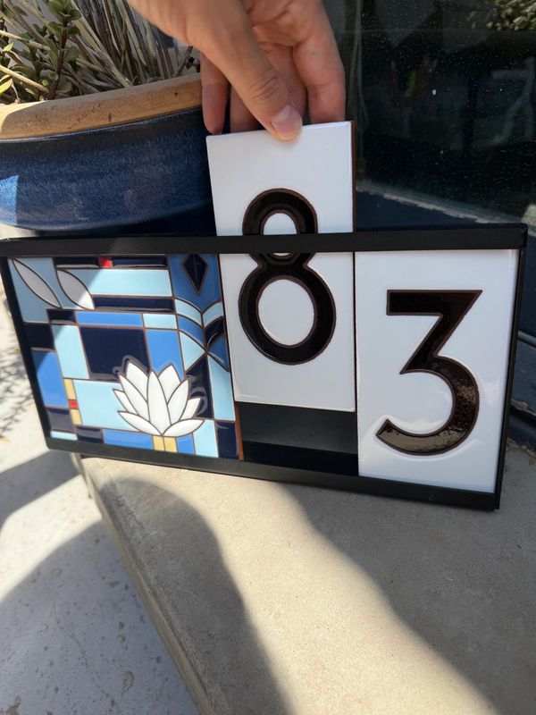 FRANK LLOYD WRIGHT 3X6 HOUSE NUMBER - WHITE