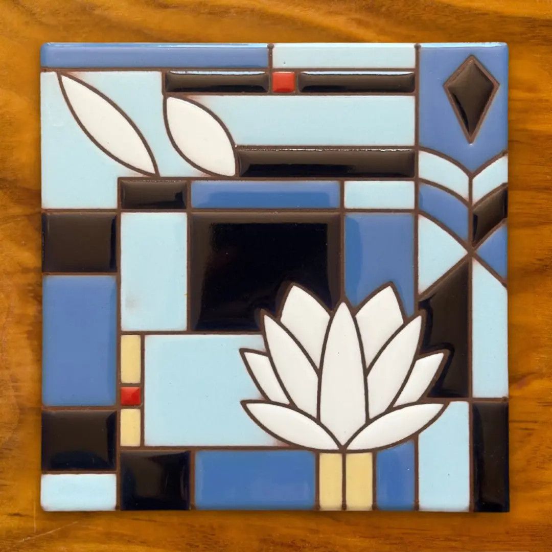 6X6 ART TILE - FRANK LLOYD WRIGHT WATERLILLIES