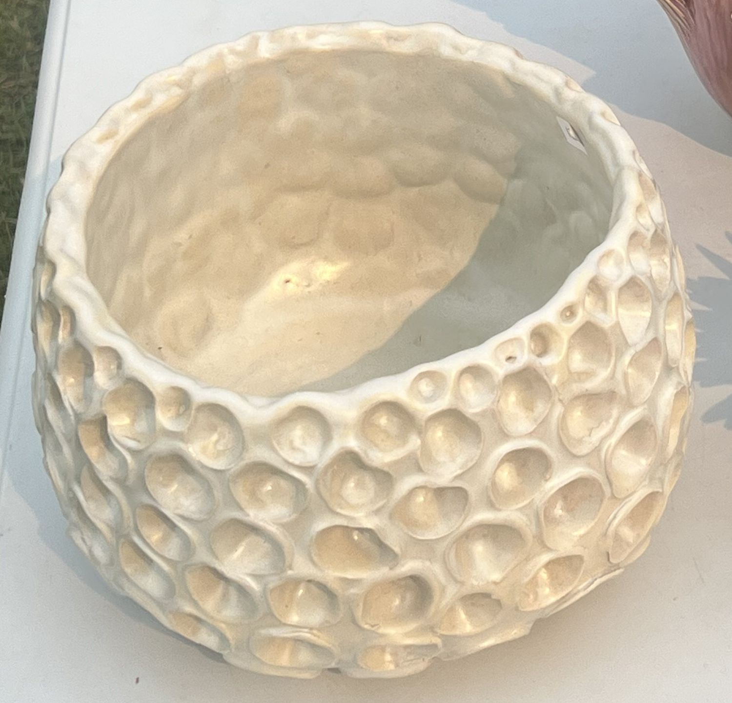 Dimpled White Ceramic Bowl