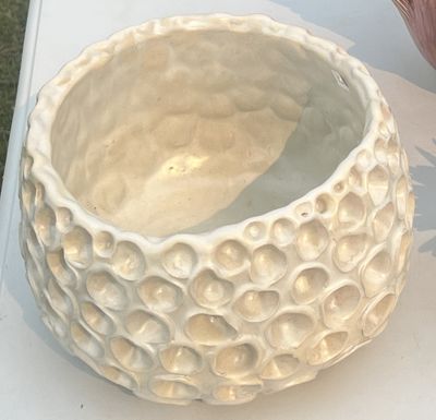 Dimpled White Ceramic Bowl