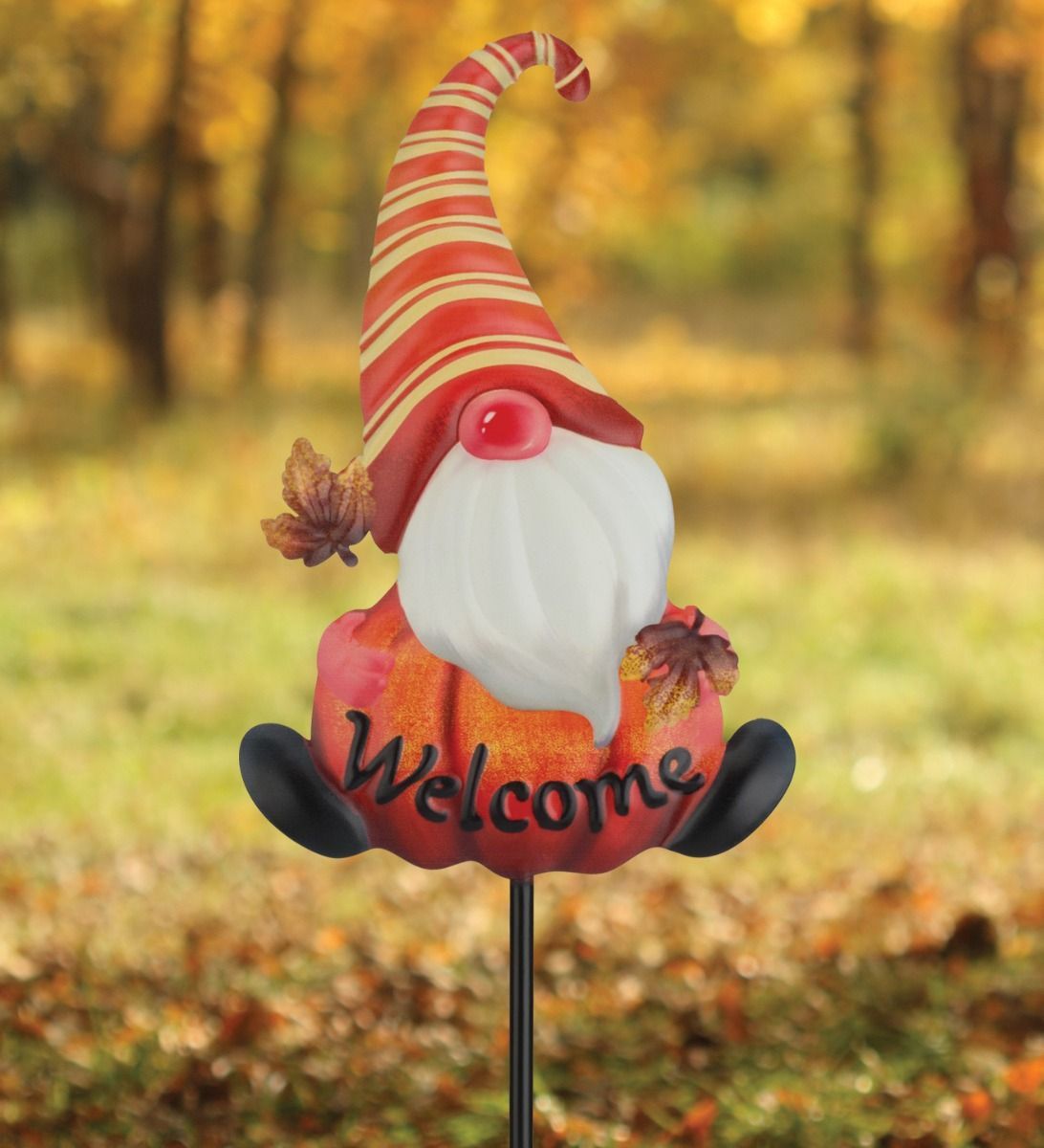 GNOME PUMPKIN STAKE - WELCOME