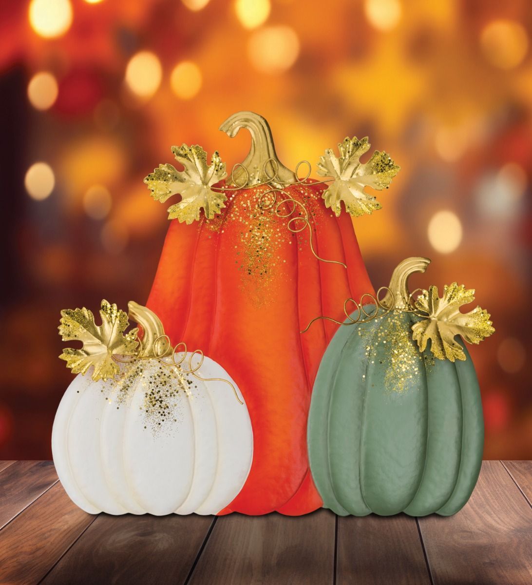 GILDED TRIPLE PUMPKIN STAND
