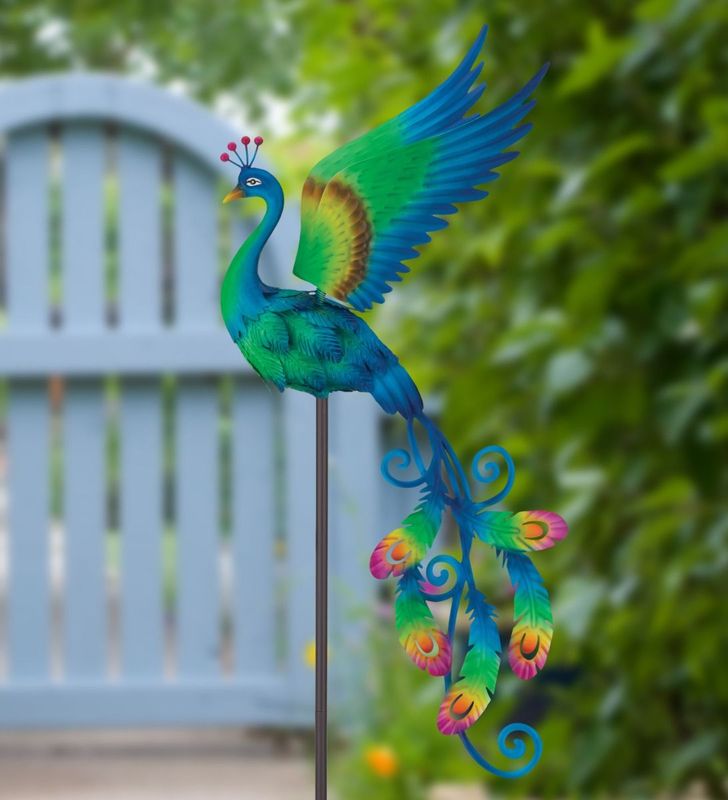 BIRD JIGGLY STAKE - PEACOCK