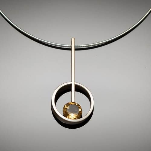 CITRINE SUNRISE PENDANT ON SS CHAIN