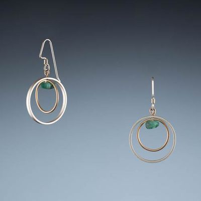 SPINNING CIRCLES W SEA GLASS EARRING