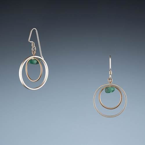 SPINNING CIRCLES W SEA GLASS EARRING