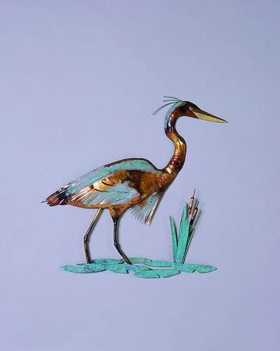 COPPER HERON WALL SCULPTURE